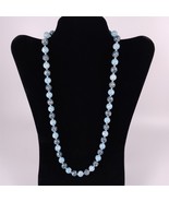 ✅ Blue Marbled Bead Necklace Beaded Silver Tone 23&quot; Womens - £5.72 GBP