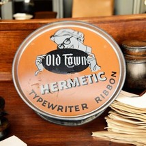 Vintage Old Town Hermetic Secretarial Typewriter Ribbon Tin Sealed  2.5”... - $23.21