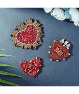 Heart Rhinestone Beaded Patches Halloween Red Decorations Applique 3 Sty... - £11.02 GBP