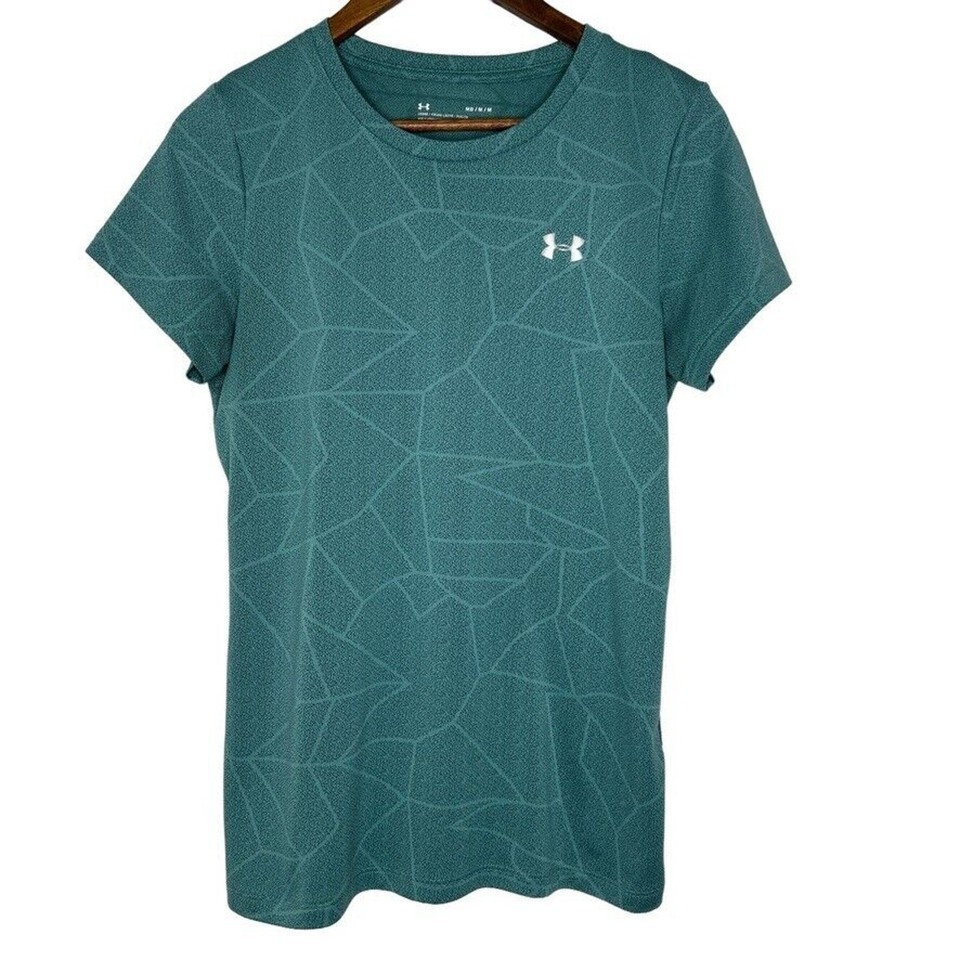 Under Armour Green Abstract Print Crew Neck Short Sleeve Shirt Size M Wo... - $15.00