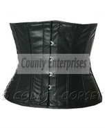 Cincher Taillen Shaper Waspie Steel Boned Waistbust Real Black Leather C... - $64.98
