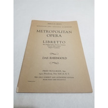 Das Rheingold Metropolitan Opera Libretto by Richard Wagner Fred Rullman - $11.98