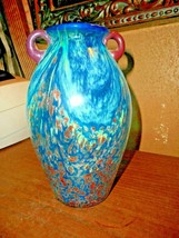 Dale Tiffany Double Handle Favrile Art Glass Vase With Copper Aventurine - $79.49