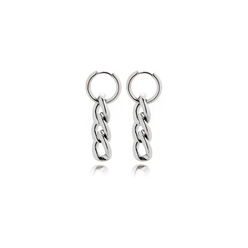 Simple Stainless Steel Dangle Earrings Korean Simple Hoop Earring for Women Men  - £10.80 GBP