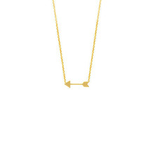 14K Solid Gold Mini Arrow Necklace Dainty - Adjustable 16&quot;-18&quot; - £152.15 GBP