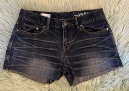 Gap Sexy Boyfriend Jean Shorts Size 24 Dark Blue Distressed Raw Hem Womens - £15.60 GBP