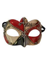 Red Silver Small Venetian Masquerade Mardi Gras Mask Elastic Strap - £10.88 GBP