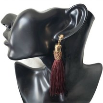Fashion Jewelry Womens Gold Base Long Brown Tassel Dangle Bohemian Earrings Boho - £15.98 GBP