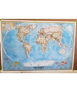 National Geographic Society THE WORLD MAP Physical Political 1994 43 x 3... - £7.74 GBP
