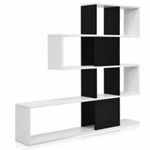 5-Tier Bookshelf Corner Ladder Bookcase with Storage Rack-Black &amp; White ... - $105.89
