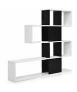 5-Tier Bookshelf Corner Ladder Bookcase with Storage Rack-Black &amp; White ... - $1,957.69 MXN