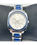 Women’s Silver Blue 37mm Chrono Style Women’s Watch Working - $27.22 CAD