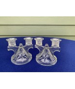 Federal Glass double candleholder pair, Wigwam, Windmill, Star 4.5&quot; tall... - $19.79