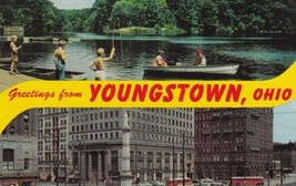 Youngstown Ohio OH Greetings Lake Newport Central Square Postcard A16 - £2.36 GBP
