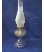 Vtg  Rib &amp; Plum oil lamp w/ chimney White Flame Light co burner - £39.15 GBP