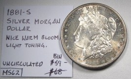1881-S Silver Morgan Dollar UNC Coin AN802 - $58.41