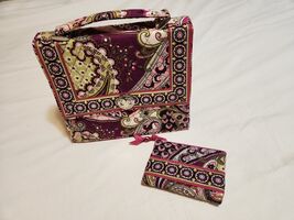 Vera Bradley Julia Purse Very Berry Paisley &amp; Coin Purse EUC NO shoulder... - $26.72