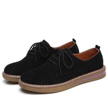 Cow Suede Leather women Flats oxford shoes Spring Ladies sneakers Loafers Casual - £36.70 GBP