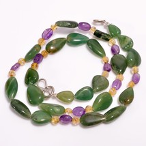 Green Aventurine Amethyst Citrine Smooth Beads Necklace 4-15 mm 17&quot; UB-8551 - £7.79 GBP