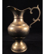 BRASS PITCHER w/ WIDE POUR SPOUT  DECORATIVE FILIGREE BRASS VASE 8&quot; T 11... - $23.76 CAD