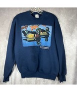 Vintage Ducks Unlimited Sweatshirt Wood Duck Autumn by Gary Moss Navy Cr... - $28.35 CAD