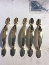 LOT of 5 VINTAGE BRASS DRAWER OR DOOR HANDLES GREAT CONDITION 5 1/2 Inch - $18.04