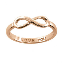 Sterling Silver 14k Rose Pink Gold I Love You Infinity Ring All Sizes Available - $16.98