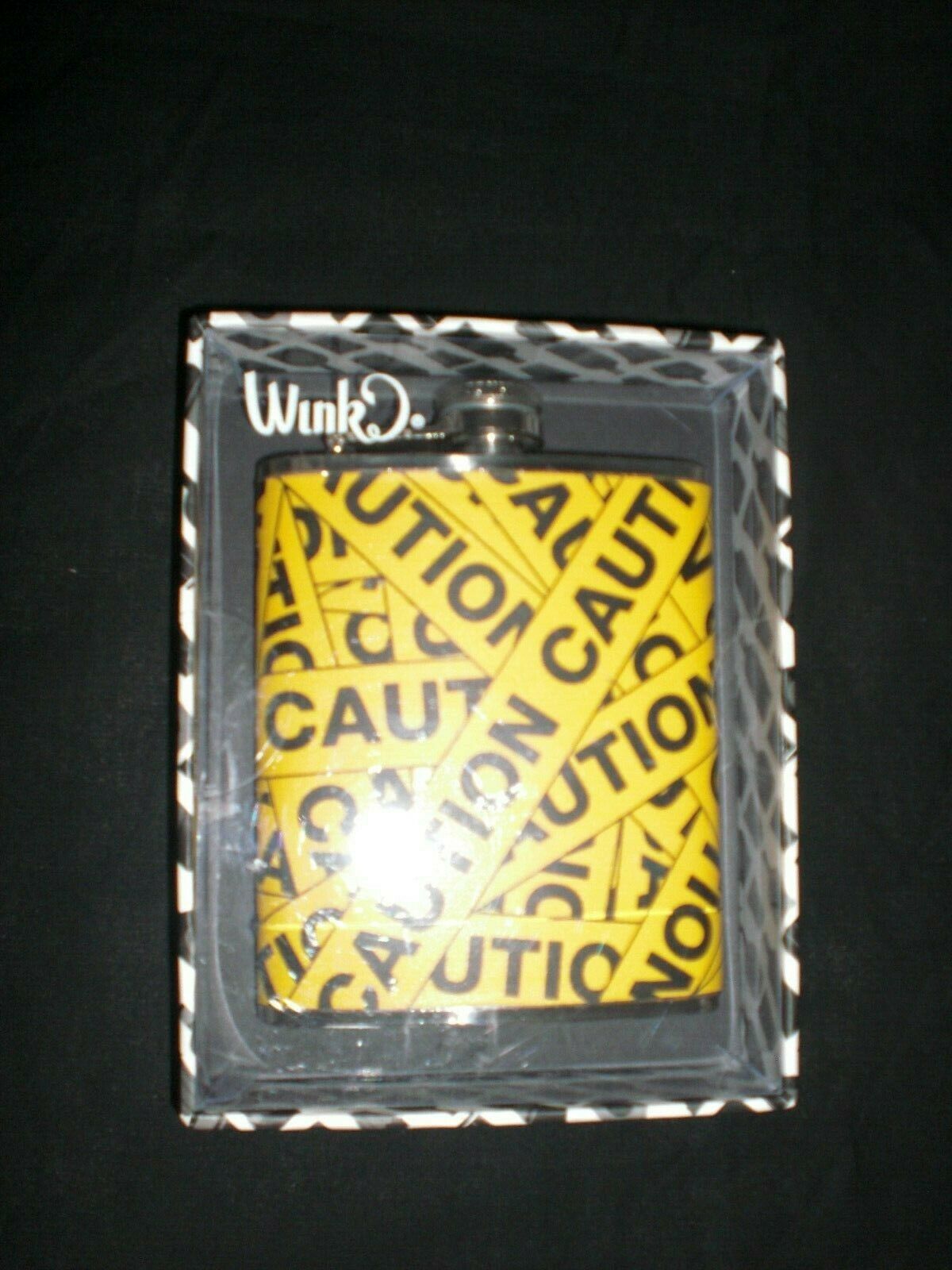 Wink "Caution Tape" 7 Oz. Pint Size Drinking Flask New in Box - $8.99