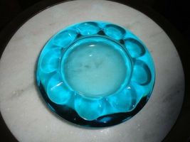 Adolph Matura Retro Sklo Onion , Czech ashtray light blue vintage glass 7" image 5
