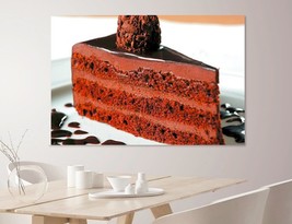 Brownie Cake Canvas Print Chocolate Kitchen Wall Art Restaurant Decor Cafe Art S - £39.16 GBP