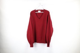 Vtg 70s Streetwear Mens Large Distressed Blank Cashmere Knit V-Neck Sweater USA - £59.31 GBP