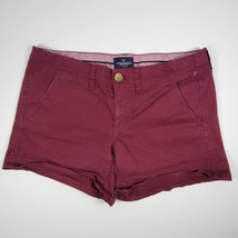 American Eagle Shortie Shorts Women&#39;s Size 8 Khaki Stretch Burgundy Red ... - $13.96