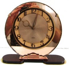 Smiths Art Deco 1930&#39;s 8-day Copper Color Mirror Clock - $74.25