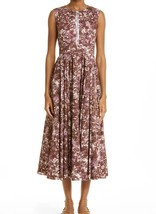 Max Mara Women&#39;s Carla Floral Batik Cotton A-Line Dress Antique Rose Pockets 14  - £201.75 GBP
