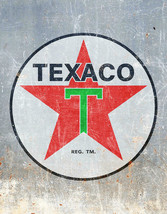 Texaco Gas Oil Star Grey Weathered Service Garage Retro Wall Decor Metal Sign - £17.39 GBP
