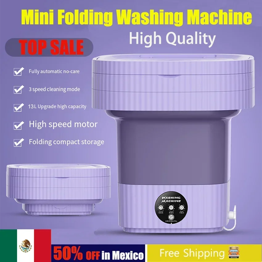 6L 13L Folding Portable Washing Machine Home Mini Washer Big Capacity Spin Dryer - £52.77 GBP+