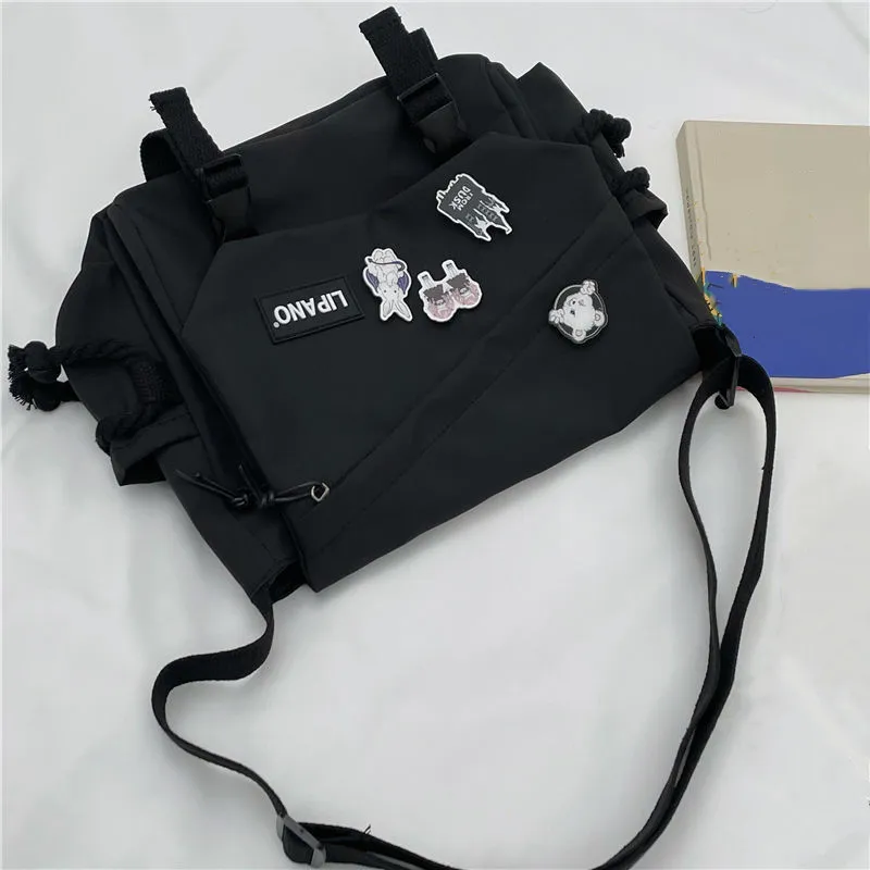 Nylon Handbags Shoulder Bag Large Capacity Black Chapter 33x25x10cm - £11.98 GBP
