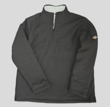 Orvis Sweater Men&#39;s Large Brown Sherpa Fleece Lined Pullover Quarter Zip Outdoor - £18.68 GBP