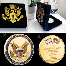 USA Trump  Embassy Jerusalem Israel Challenge Coin W/ velvet presentation box - £15.81 GBP