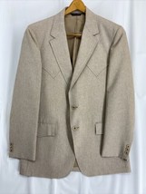 Vintage 70s Western Rancher Men&#39;s Beige Blazer Jacket H BAR C Cowboy Size 44 - £66.97 GBP