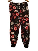Express Black &amp; Red Floral High Waist Ankle Pants Size Small ~ Side Pockets - £13.24 GBP