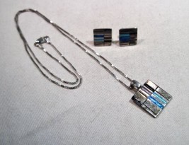 Sterling Silver Modernist Designer Joidart .925 Enamel Necklace/Earring Set K170 - £87.84 GBP