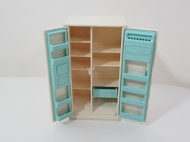 TOMY dollhouse furniture vintage refrigerator fridge w/ one blue drawer bin - £11.76 GBP