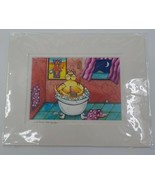 HOLLY KITAURA FINE ART PRINT YELLOW CAT IN TUB 8X10 MATTED 8X5.5 SIGNED ... - £15.65 GBP