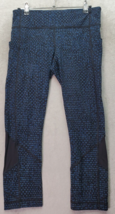 Lululemon Activewear Capri Legging Women Size 6 Blue Black Nylon Pace Rival Logo - £21.83 GBP