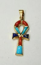 Egipcia Ankh Cruz Llave de la Vida Color Oro Amarillo 18K Colgante 1.3 Gr - $191.51