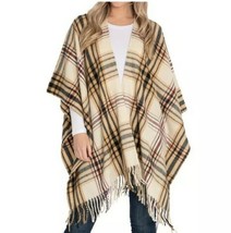 Woolrich Cozy Blanket Wrap ~ Sienna Plaid ~  Multicolor Sweater/Wrap ~ O... - £29.82 GBP