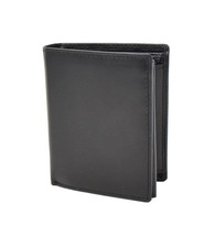 DR417 Men&#39;s Soft Leather Small Bifold Wallet Black - £24.32 GBP