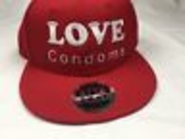 Red Baseball Otto Cap Love Condoms Snapback Hat Men&#39;s Women&#39;s Unisex - $23.73