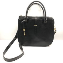 Fossil Ryder Satchel Purse Medium Black Leather Handbag With Crossbody S... - $75.00